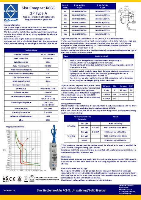 5SU1 RCBO Guide .